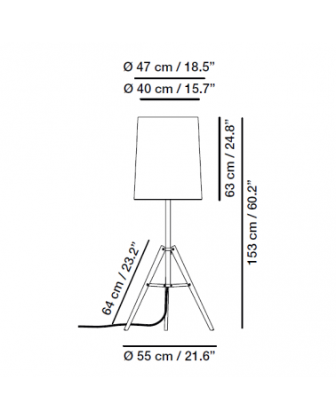 CARPYEN TRIPOD Lámpara de pie pantalla sagurán Ø47 cm