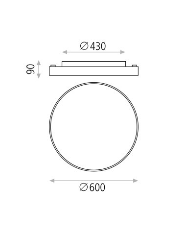 ACB LISBOA 600 TRIAC Plafón Negro 3000K