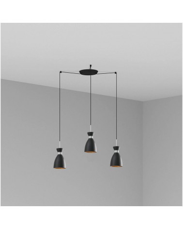 FARO RETRO 3L COLGANTE NEGRO/COBRE