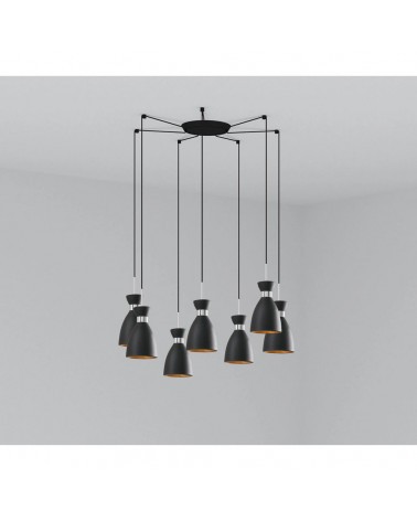 FARO RETRO 7L COLGANTE NEGRO/COBRE