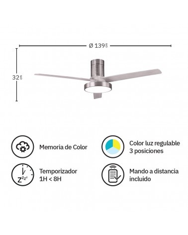 FABRILAMP PAX Ventilador de techo níquel