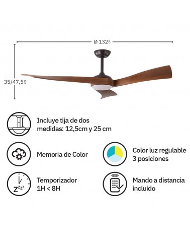 FABRILAMP JANUBI 132CM Ventilador Níquel/Haya