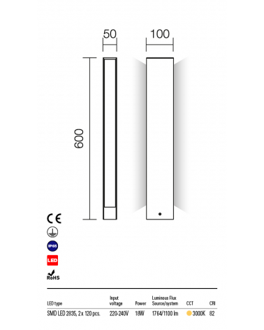 REDO TWIN Baliza gris oscuro 18W