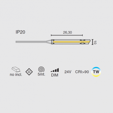 FARO TIRA LED COB 12W CCT IP20