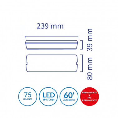 ATMOSS Lámpara de emergencia LED 0,75W