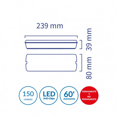 ATMOSS Lámpara de emergencia LED 1,5W