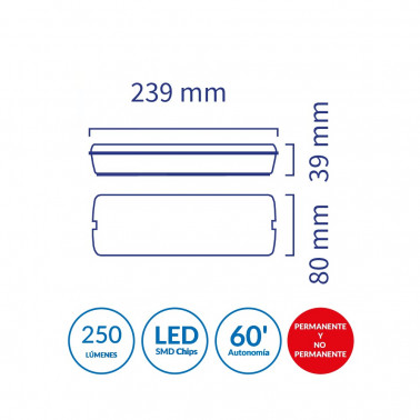 ATMOSS Lámpara de emergencia LED 2W