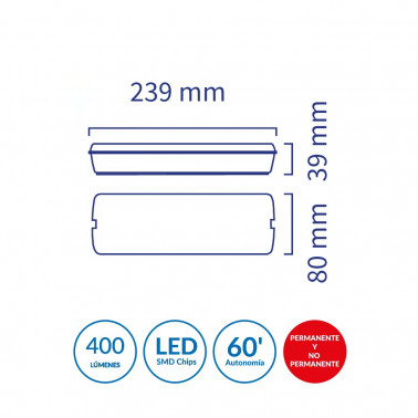 ATMOSS Lámpara de emergencia LED 4W