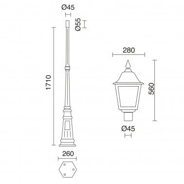 DOPO ROB Farola negro cristal mate 227cm