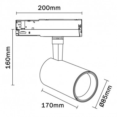 MANTRA FIJI Proyector de carril blanco 40W 3000K