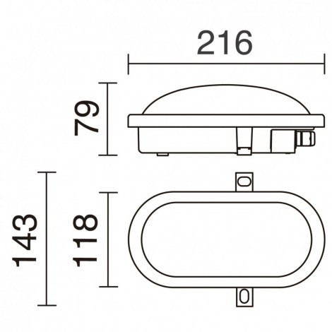 DOPO FAR OVAL LED Aplique Negro