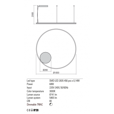 REDO ORBIT 1000 Colgante Blanco 3000K