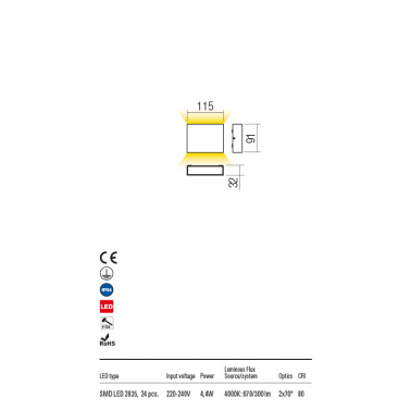 REDO KAMAL 115 Aplique Blanco 4000K