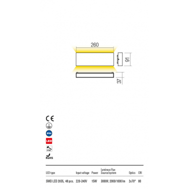 REDO KAMAL 260 Aplique Gris Oscuro 3000K