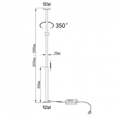 MANTRA VERTICAL PIE SALÓN LED NEGRO 40W