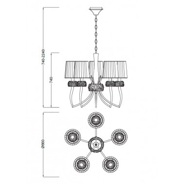 MANTRA LOEWE Lámpara colgante cuero 5L Ø660