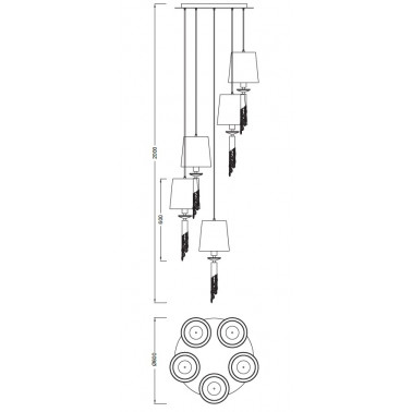 MANTRA TIFFANY cromo colgante 5+5L