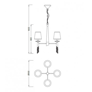 MANTRA TIFFANY cuero colgante 4+4L