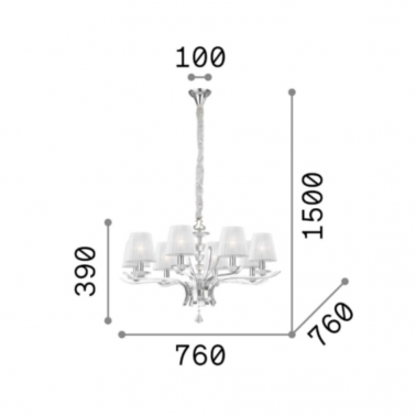 IDEAL LUX PEGASO SP8 Organdí cromo