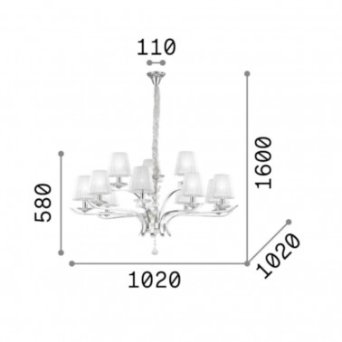 IDEAL LUX PEGASO SP12 Organdí cromo