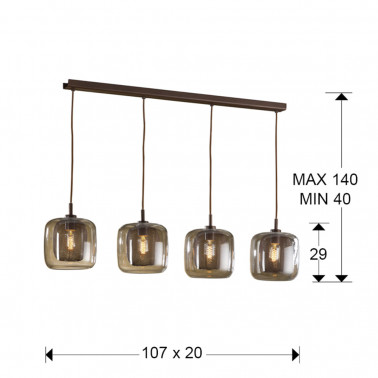 SCHULLER FOX Colgante 4L dimable con mando