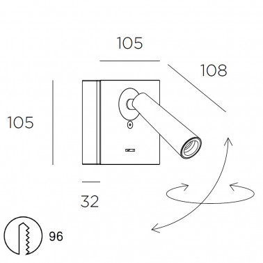 LEDSC4 GAMMA Square Aplique Níquel