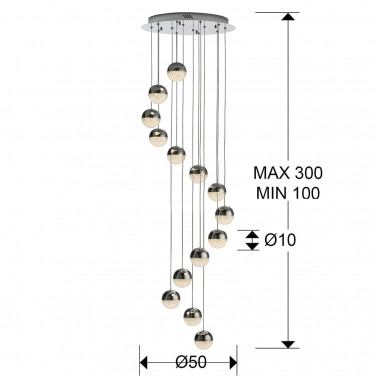 SCHULLER SPHERE CROMO colgante 14L Ø50 dimable