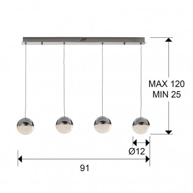 SCHULLER SPHERE LED colgante 4L cromo dimable