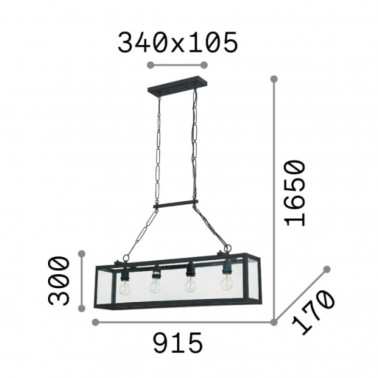 IDEAL LUX IGOR SP4 COLGANTE NEGRO