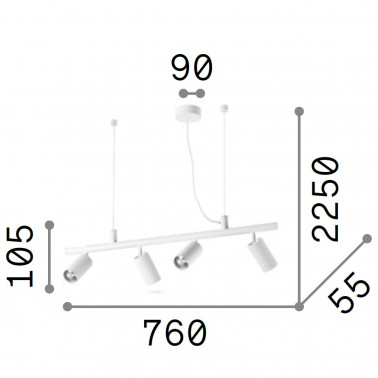 IDEAL LUX DYNAMITE SP4 COLGANTE BLANCO