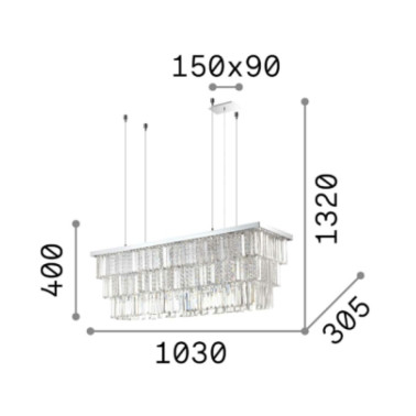 IDEAL LUX MARTINEZ SP8 COLGANTE CROMO