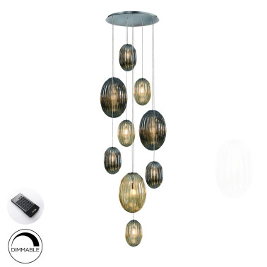 SCHULLER OVILA Colgante smoke/coñac 9L dimable con mando