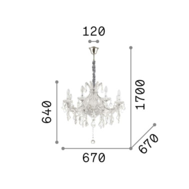 IDEAL LUX NAPOLEON SP8 COLGANTE CROMO