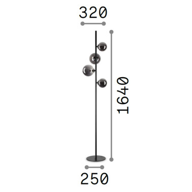 IDEAL LUX PERLAGE PT4 Lámpara de Pie Fumé