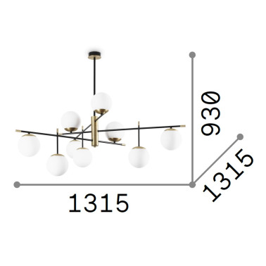 IDEAL LUX GOURMET PL9 LÁMPARA DE TECHO NEGRO