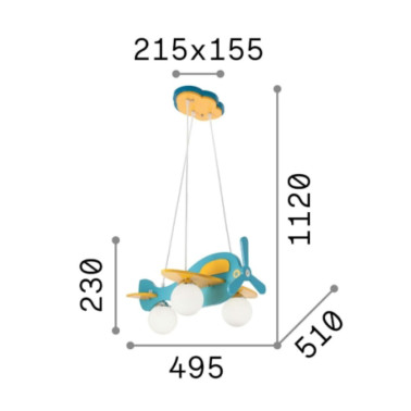 IDEAL LUX AVION SP3 COLGANTE CELESTE