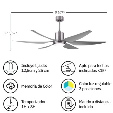 FABRILAMP OTTO Ventilador de techo níquel