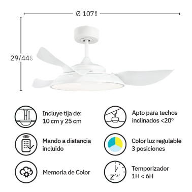 Fabrilamp Sierra Ventilador de Techo Blanco