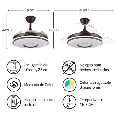 FABRILAMP DANI Ø108 Ventilador de Techo Níquel