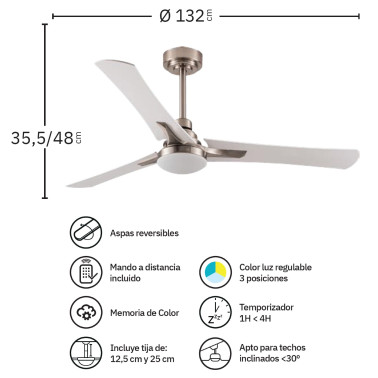 Fabrilamp Coro Ventilador de Techo Níquel