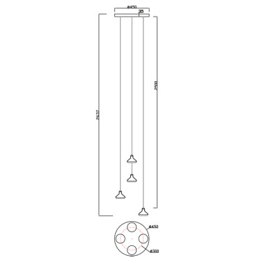 MANTRA SIRIO LED Lámpara Colgante Negro 4L