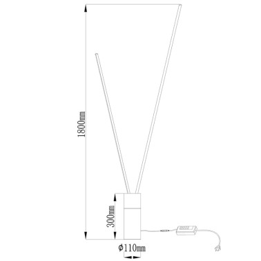 MANTRA VERTICAL LED Lámpara de pie negro 44W