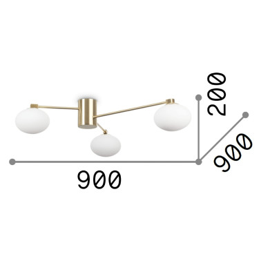 IDEAL LUX HERMES PL3 Plafón Latón