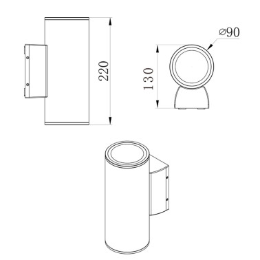 IBERLAMP FOX Aplique Negro 12W