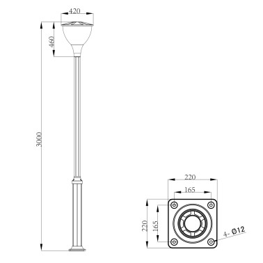 IBERLAMP INKA Farola Antracita 2,6m