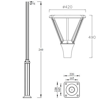 IBERLAMP ATENEA Farola Antracita 2,6m