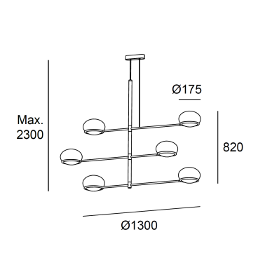 LEDSC4 COCO Chandelier Colgante Negro