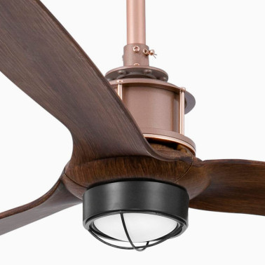 FARO JUST FAN DC LED Ventilador de techo cobre/madera