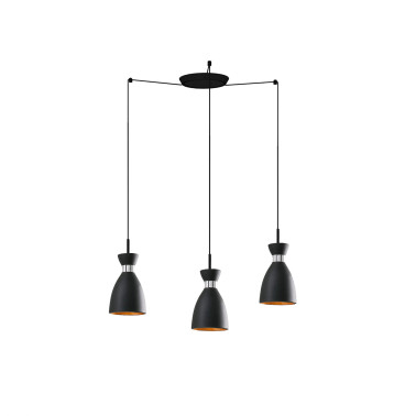 FARO RETRO 3L COLGANTE NEGRO/COBRE