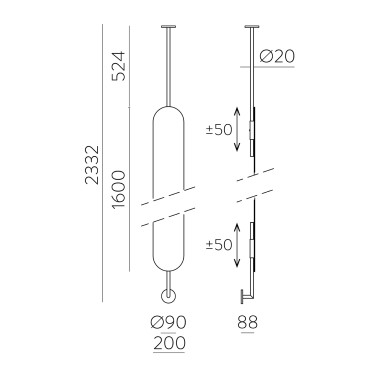 ACB ESTELA SUELO/TECHO ESPEJO 160 cm